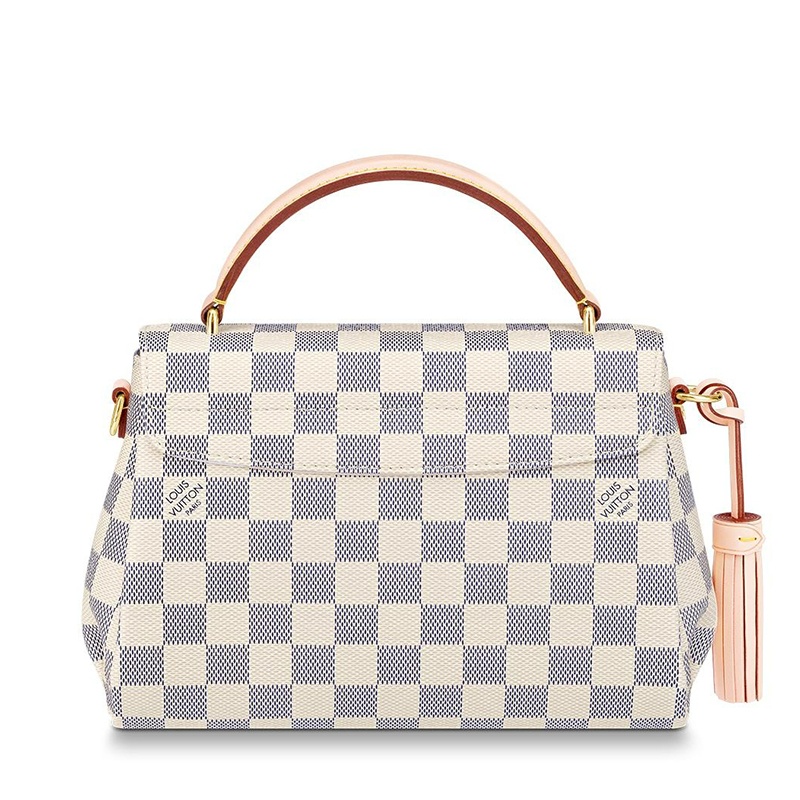 商品Louis Vuitton|预售十天 Louis Vuitton/路易威登 经典款CROISETTE系列 女士天蓝色棋盘格帆布饰皮革滚边金扣配可拆卸流苏吊饰翻盖开合单肩斜挎手提包N41581,价格¥14530,第5张图片详细描述