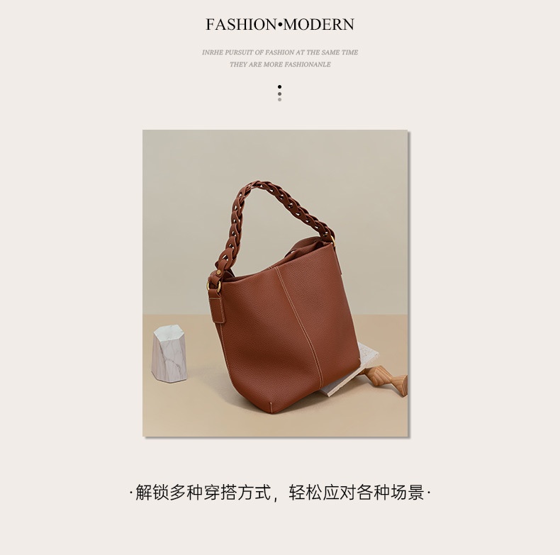 商品[国内直发] GLENVINTEN|格岚云顿新款复古真皮女包时尚简约软皮单肩包小众编织手提包,价格¥886,第6张图片详细描述