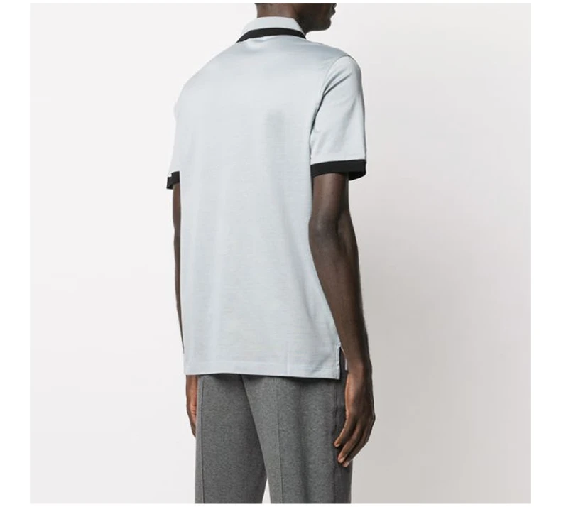 商品Salvatore Ferragamo|SALVATORE FERRAGAMO 男士浅蓝色棉质对比边饰短袖POLO衫 12-1851-723449,价格¥2040,第3张图片详细描述