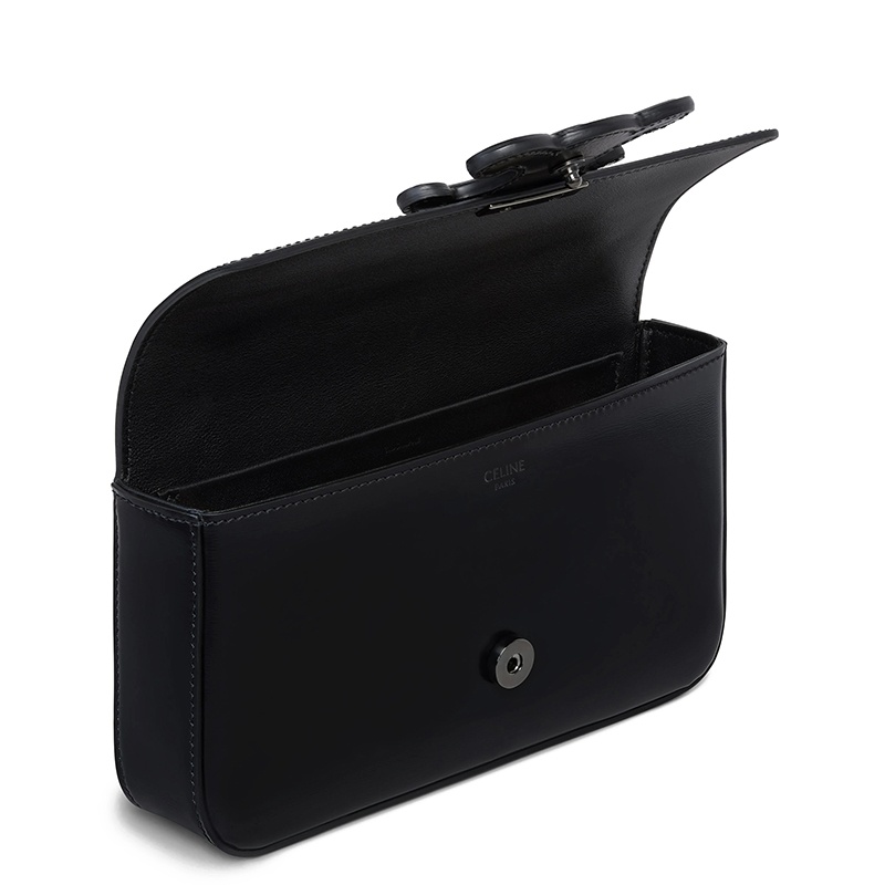 商品Celine|【白色】CELINE/赛琳 经典款TRIOMPHE系列 女士黑色皮革饰黑色凯旋扣配黑色链条单肩斜挎链条包199243BF4.38NN,价格¥18705,第5张图片详细描述