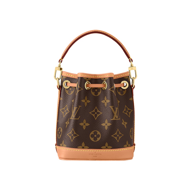 商品Louis Vuitton|【现货】路易威登 Nano Noé棕色帆布配皮可调节拆卸肩带斜挎包 M81266,价格¥13907,第4张图片详细描述