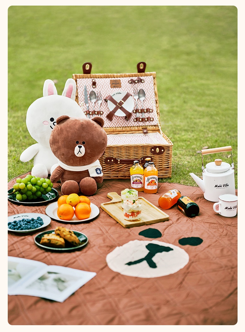 商品[国内直发] MobiGarden|Line Friends联名布朗熊折叠便携徒步郊游野餐垫公园草坪沙滩自驾游露营地垫YX,价格¥163,第18张图片详细描述