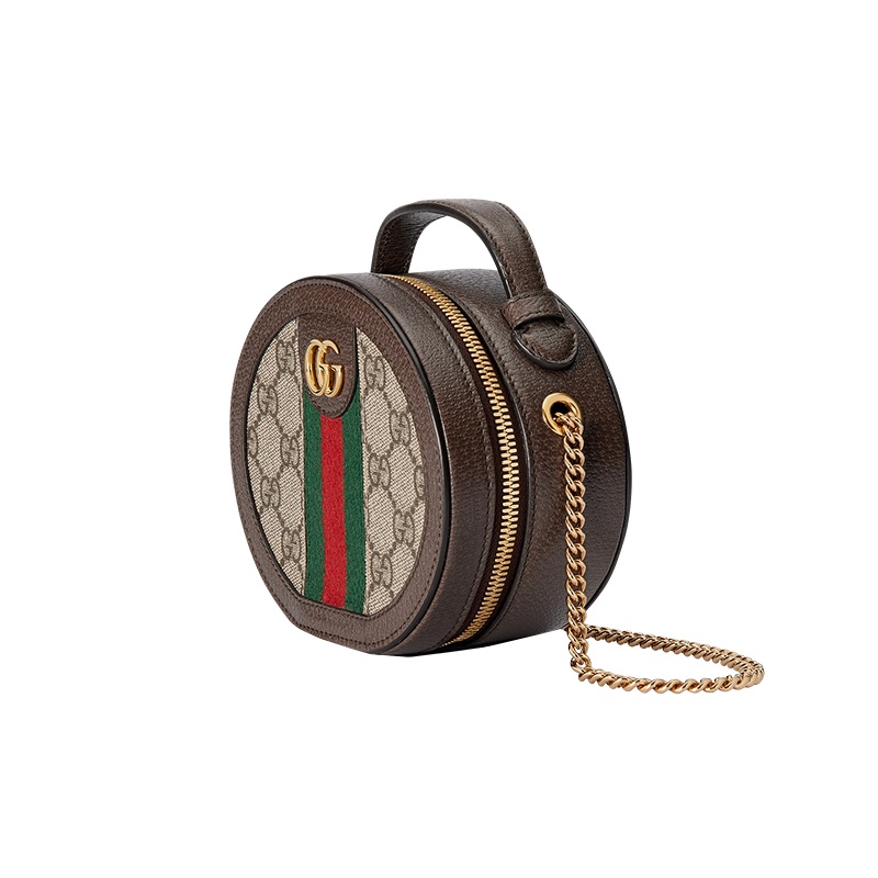 商品Gucci|古驰 Ophidia女士米色/乌木色帆布配皮红绿织带链条单肩斜挎包 ‎,价格¥7705,第4张图片详细描述