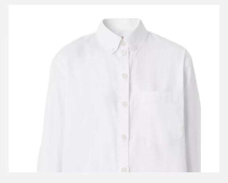 商品Burberry|【现货】博柏利 女士白色棉质格纹袖经典长袖衬衫80621471,价格¥1368,第4张图片详细描述