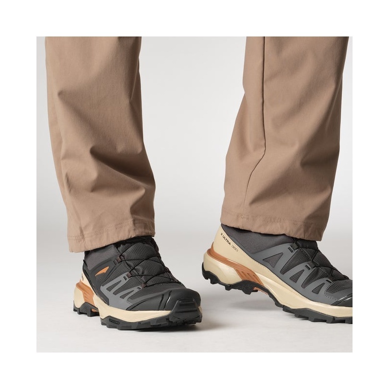 商品Salomon|Salomon萨洛蒙 X ULTRA 360 GORE-TEX系列男士深灰色/米色/焦糖棕纺织登山鞋,价格¥1342,第7张图片详细描述