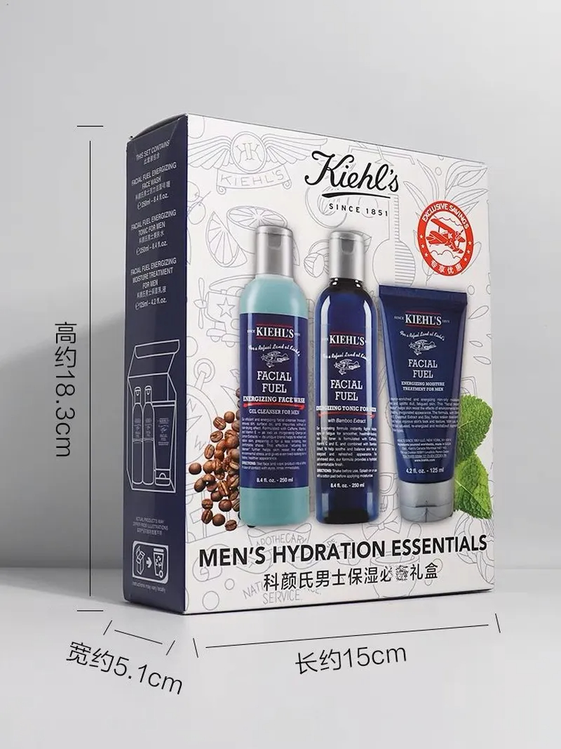 商品Kiehl's|科颜氏男士保湿三件套活力爽肤水控油洁面水乳套装 多版本随机发 香港直邮,价格¥156,第2张图片详细描述
