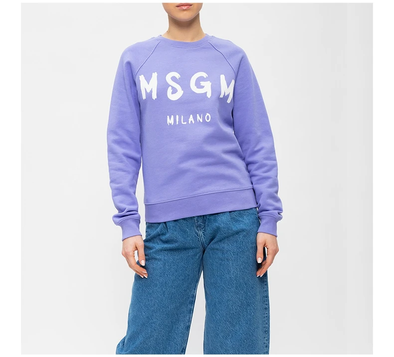 商品MSGM|MSGM 女士紫色白色印花棉质卫衣 3041MDM89-217299-72,价格¥811,第8张图片详细描述