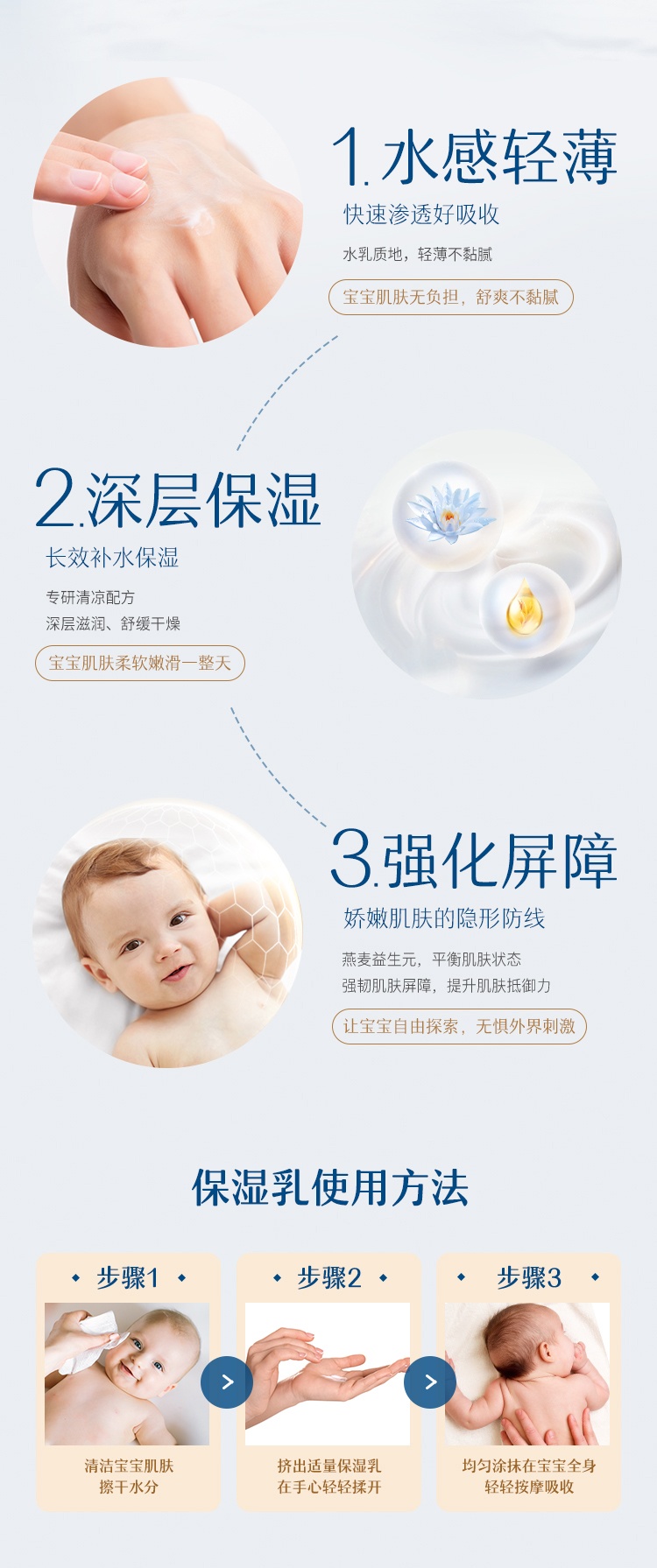 商品[国内直发] Aveeno|艾惟诺婴儿舒缓柔嫩燕麦轻透保湿乳 140ml,价格¥170,第3张图片详细描述