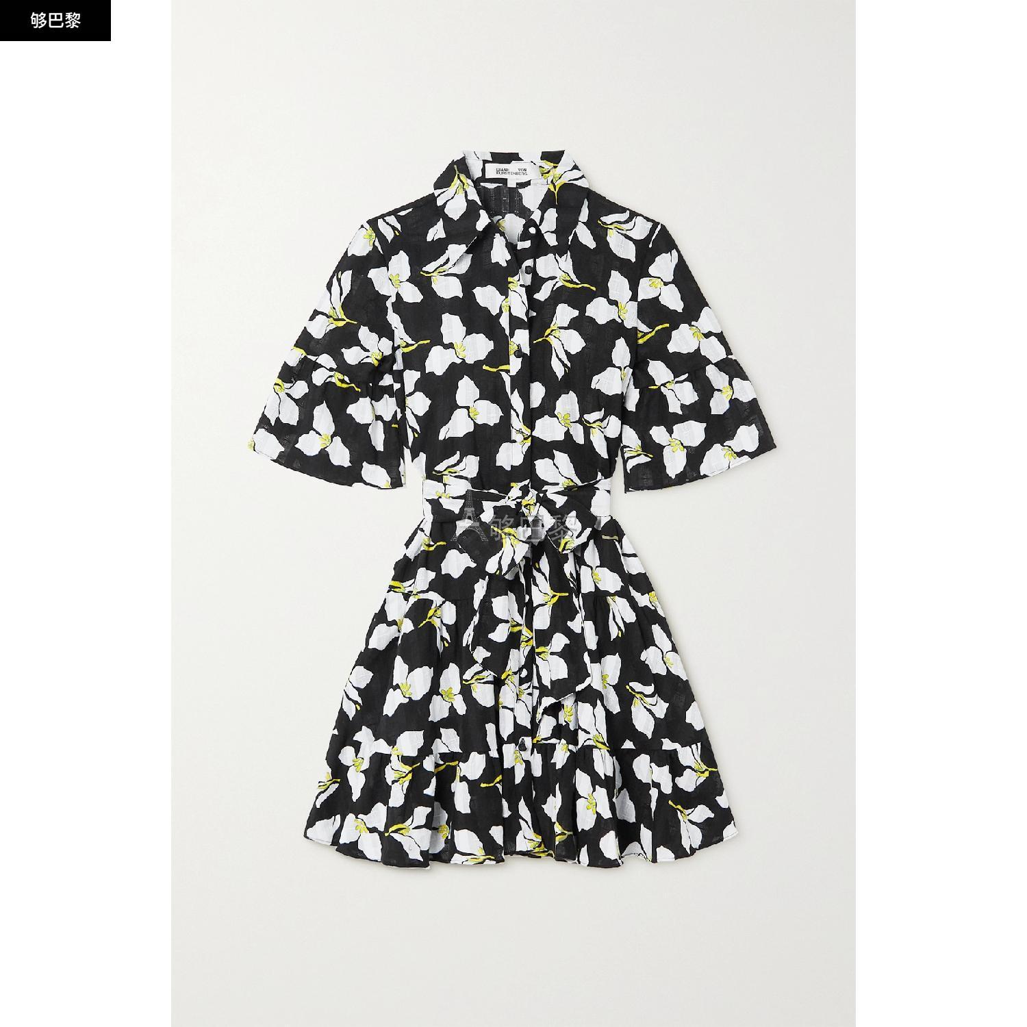 商品Diane von Furstenberg|包邮包税【预售7天发货】 DIANE VON FURSTENBERG 23秋冬 女士 连衣裙 Beata 配腰带荷叶边花卉印花纯棉薄纱迷你连衣裙 1647597303930866 DVFDS1R007GFLBK ,价格¥4587,第4张图片详细描述