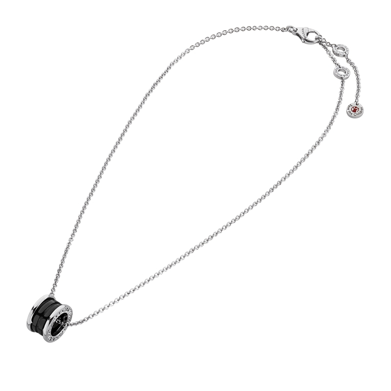 商品BVLGARI|  BVLGARI/宝格丽 慈善款 男女通用纯银镶嵌黑色陶瓷 小红点项链 349634,价格¥5443,第4张图片详细描述