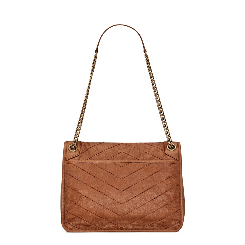 商品Yves Saint Laurent|SAINT LAURENT PARIS/圣罗兰 YSL 经典NIKI系列 女士中号浅焦糖色褶皱牛皮革翻盖单肩斜挎链条包6331581YG072522,价格¥19991,第6张图片详细描述