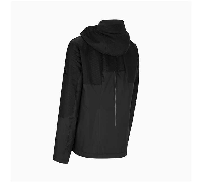 商品Hugo Boss|BOSS BLACK 男士黑色绗缝饰肩部饰有印花超纤维连帽二合一棉服夹克 JBergmann-50461080-001,价格¥1928,第5张图片详细描述