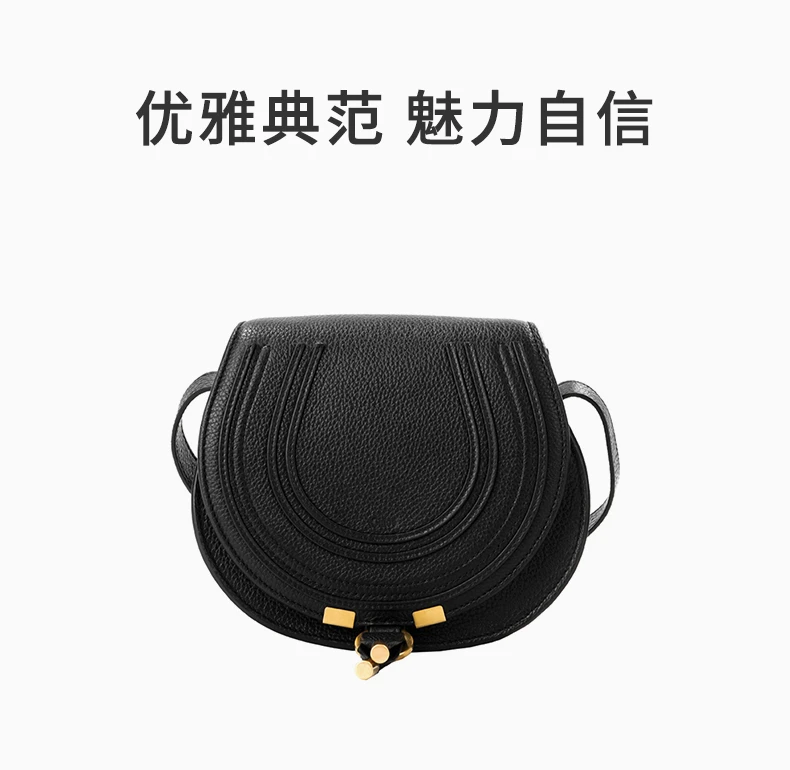 商品Chloé|CHLOE' 女士黑色迷你皮革马鞍包 C21AS680-F01-001,价格¥5964,第1张图片详细描述