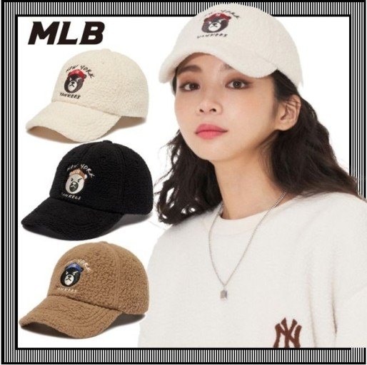商品MLB|【Brilliant|包邮包税】MLB 羊羔绒 秋冬加厚 棒球帽 三色 卡通小熊标 3ACPF0416K,价格¥220,第1张图片详细描述