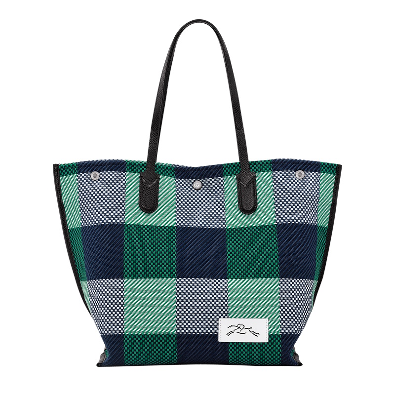 商品Longchamp|珑骧 女士大号海军蓝/草绿色帆布手提包,价格¥3444,第4张图片详细描述
