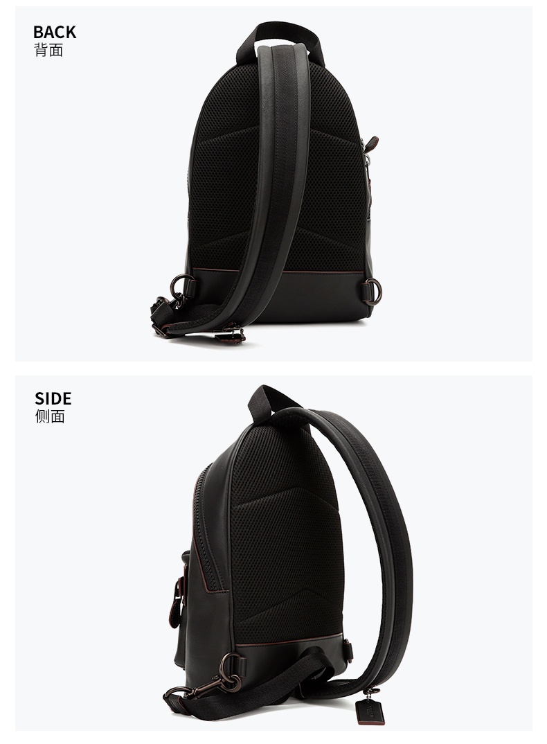 商品[国内直发] Coach|蔻驰 COACH 男士专柜款简约黑色皮质胸包斜挎包生日节日礼物送男友93819 JIBLK,价格¥2010,第2张图片详细描述