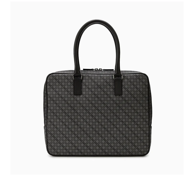 商品[国内直发] Salvatore Ferragamo|SALVATORE FERRAGAMO 男士灰色圆点中号手提包 24-9777-606169,价格¥5695,第5张图片详细描述