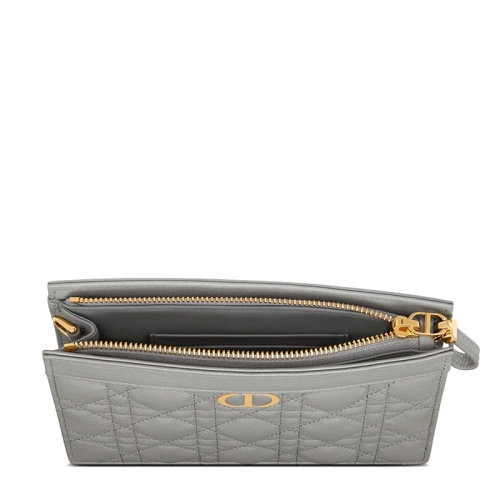 商品Dior|【包税】DIOR/迪奥 DIOR CARO系列 女士灰色藤格纹小牛皮金扣配可拆卸金链拉链开合单肩斜挎手拿链条包S5106UWHC_M41G,价格¥13870,第6张图片详细描述