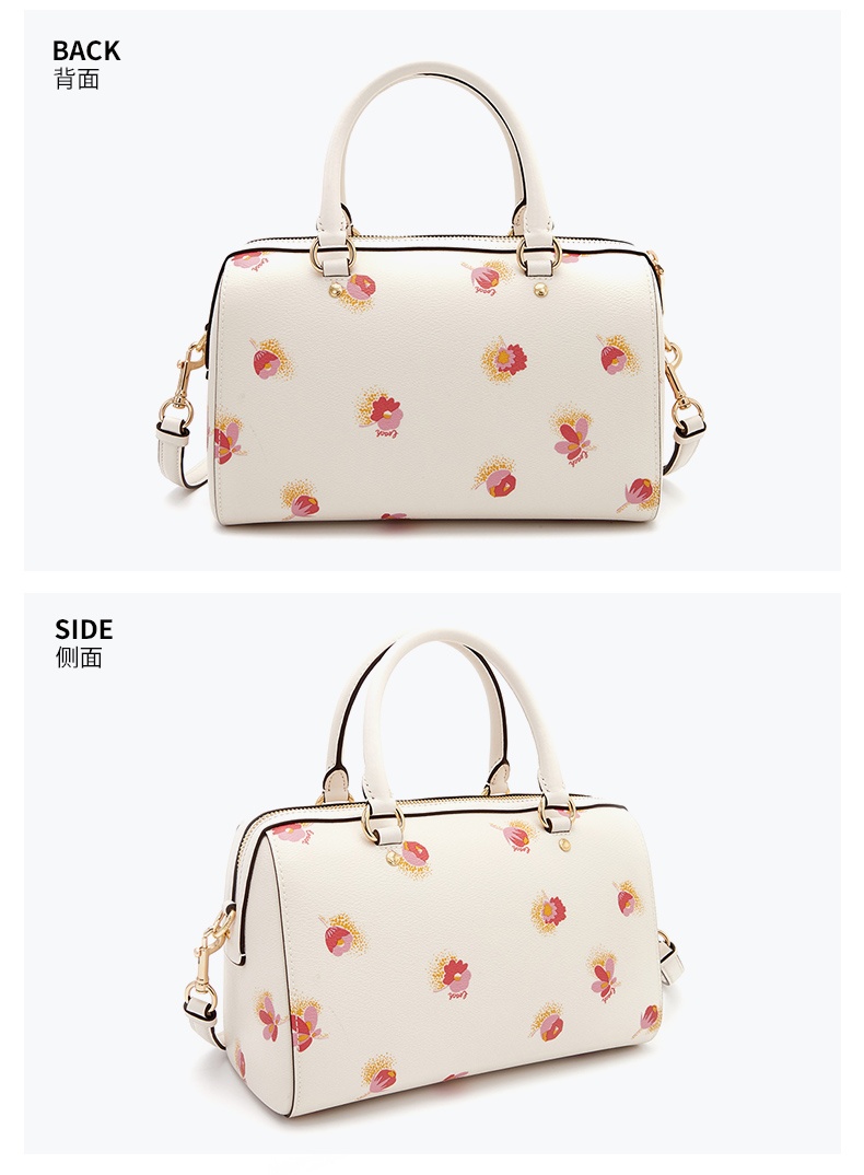 商品[国内直发] Coach|蔻驰女包COACH水桶包奢侈品 女士白色拼色PVC配皮手提单肩斜挎波士顿桶包礼物送女友C5801 IMCAH,价格¥1108,第5张图片详细描述