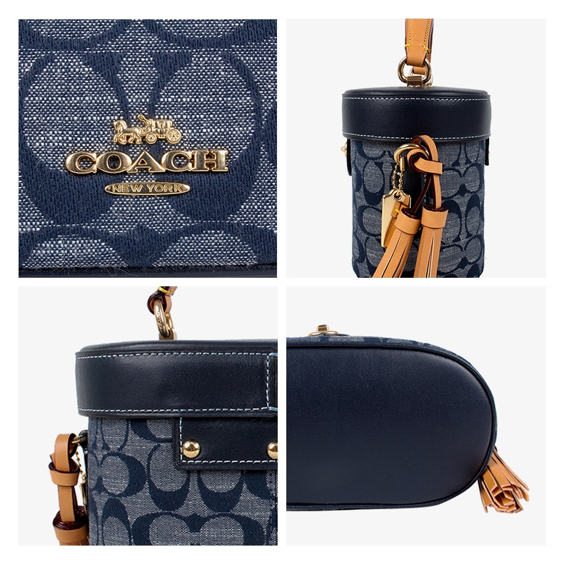 商品Coach|蔻驰女KAY盒子包牛仔化妆包手提包单肩斜挎包C8165,价格¥2757,第6张图片详细描述