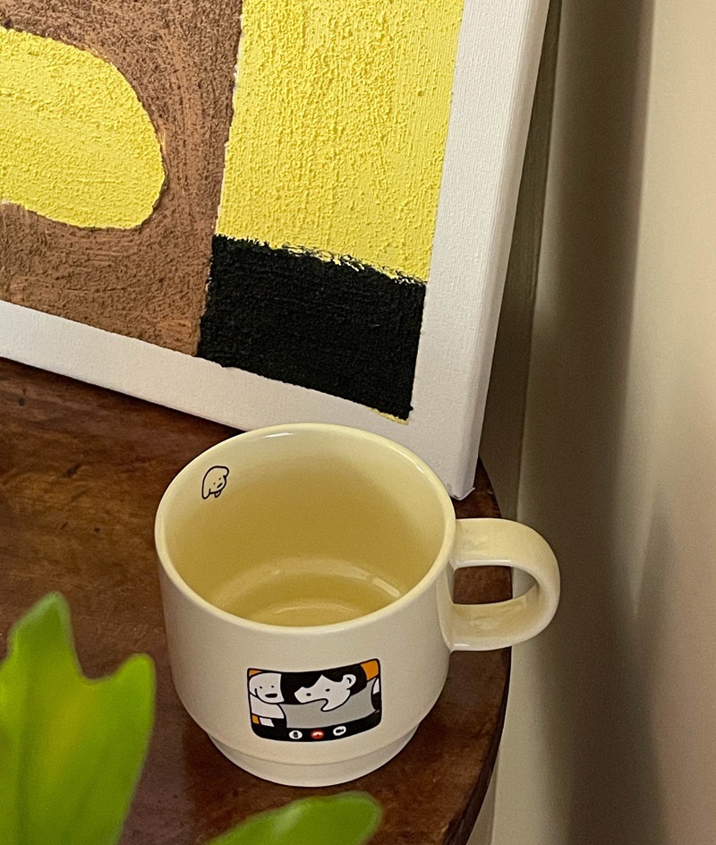 商品[国内直发] YeeCollene|复古卡通小狗咖啡杯ins高颜值奶油马克杯简约家用闺蜜情侣陶瓷杯水杯,价格¥60,第7张图片详细描述