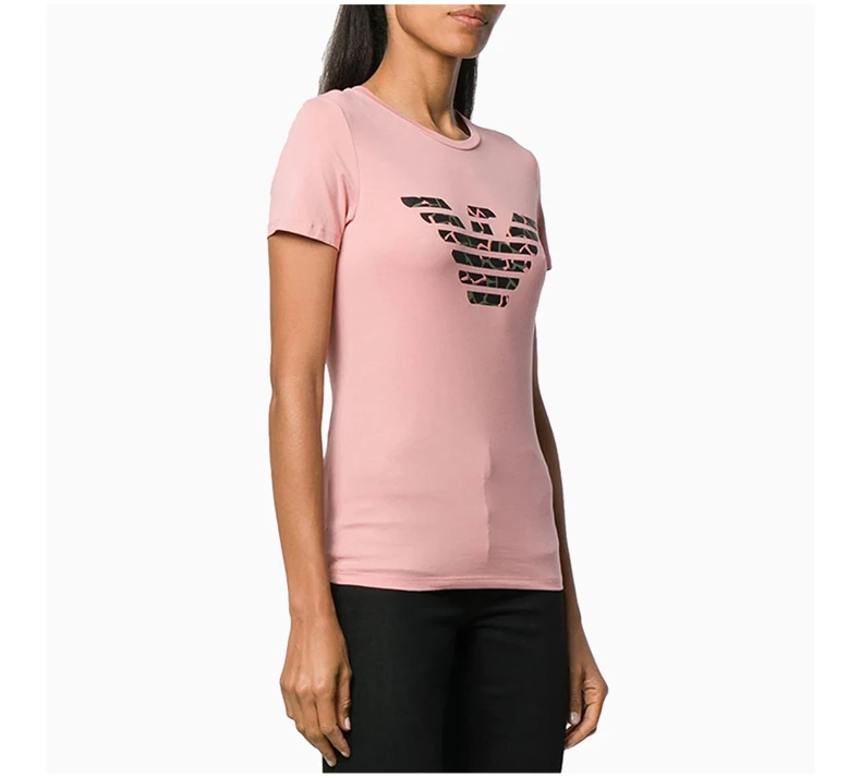 商品Emporio Armani|Emporio Armani 安普里奥 阿玛尼 19秋冬 女士棉质LOGO图案圆领时尚休闲短袖T恤 6G2T7N-J07Z-0312,价格¥544,第6张图片详细描述