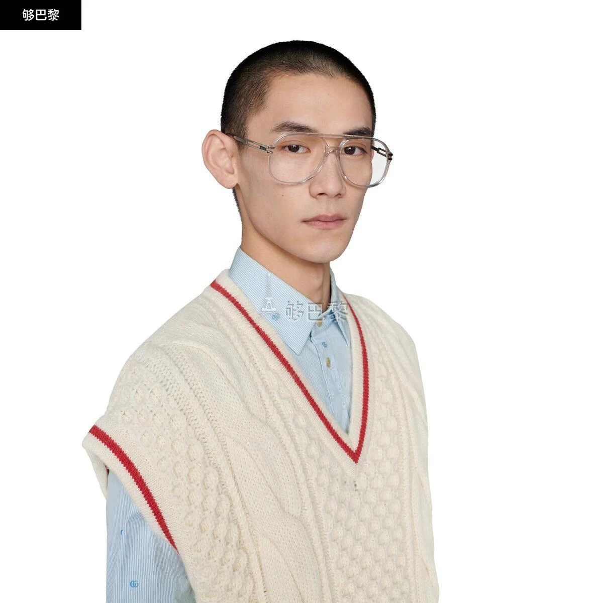 商品Gucci|包邮包税【预售7天发货】 GUCCI古驰 23秋冬 男士 光学眼镜 飞行员造型镜框 692786 J0740 1891,价格¥3562,第5张图片详细描述