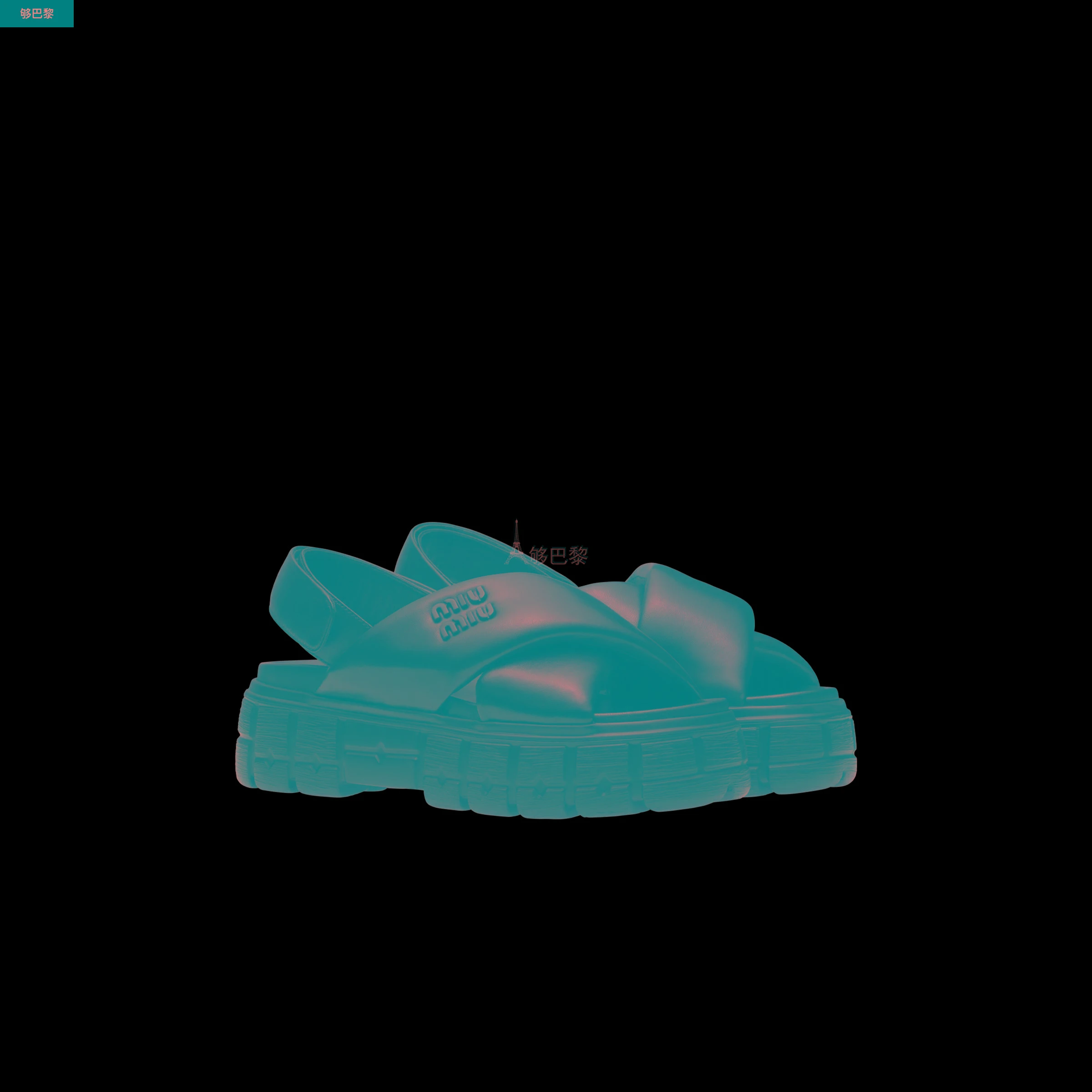 商品Miu Miu|包邮包税【预售7天发货】 MIUMIU缪缪 23秋冬 女士 厚底鞋 Sandales sportives en cuir nappa 5X879D_77F_F0002_F_050,价格¥6729,第4张图片详细描述