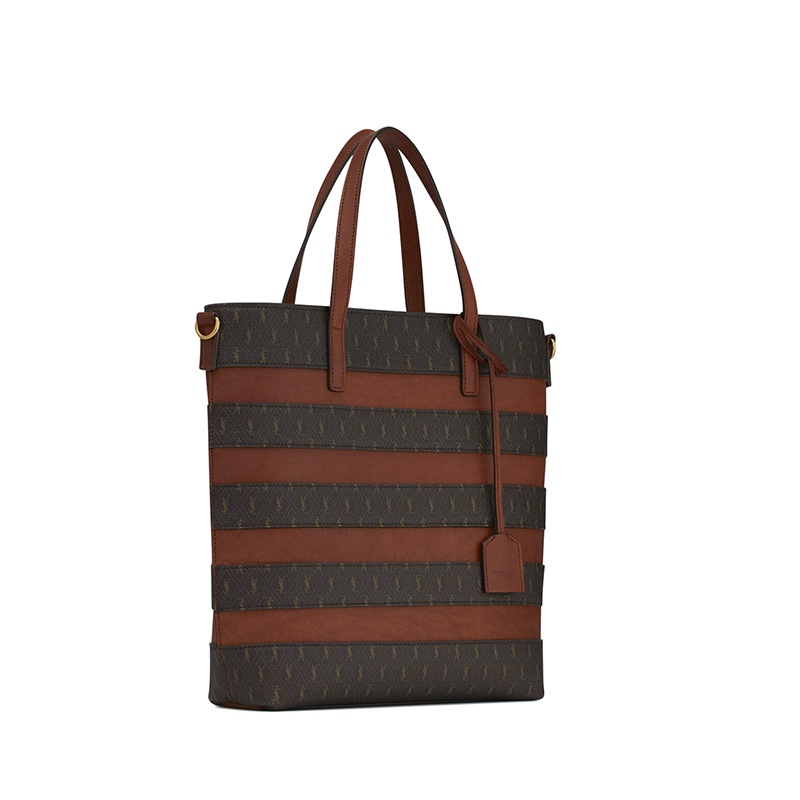 商品Yves Saint Laurent| SAINT LAURENT PARIS/圣罗兰 YSL 秋冬新款 MONOGRAMME系列 女士栗色徽标印花帆布条纹皮革单肩斜挎手提购物包6003072UY3W2166,价格¥9863,第6张图片详细描述