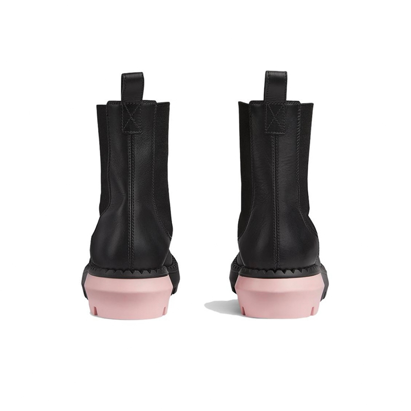 商品Gucci|【预售3-7天】Gucci/古驰 女士黑色皮革圆头套筒短筒厚底切尔西靴,价格¥4390,第2张图片详细描述