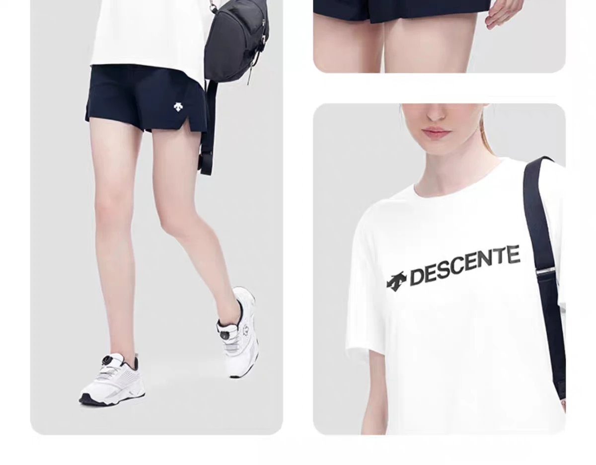 商品DESCENTE|【享贝家】ZY-（预售款）迪桑特 夏季新款 速干透气 运动上衣短袖 男女情侣 白色 SO123UTS13-WHT,价格¥304,第4张图片详细描述