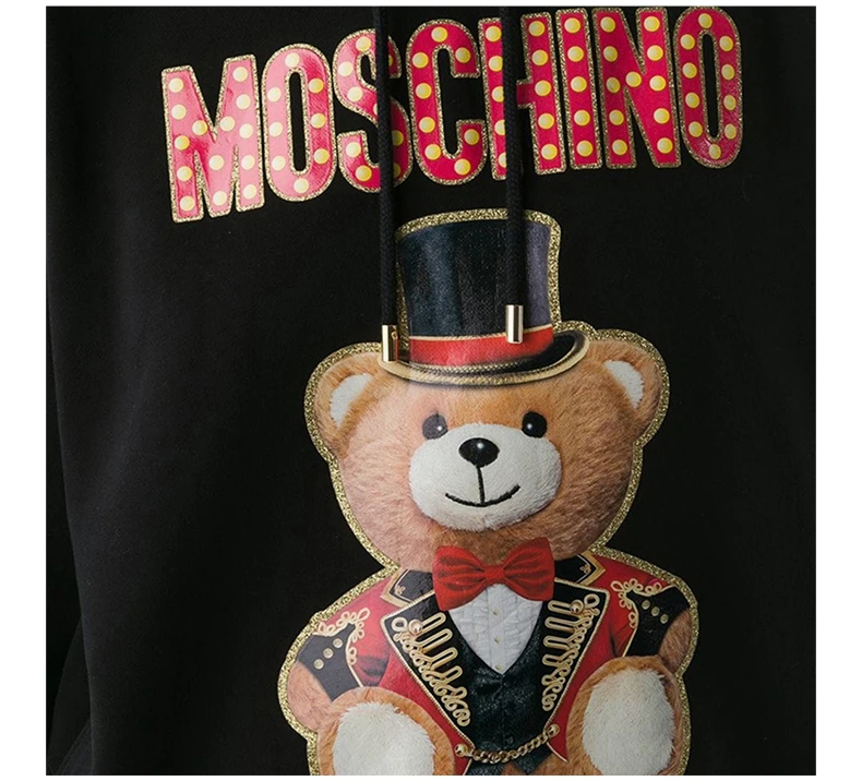 商品Moschino|Moschino 莫斯奇诺 女士黑色小熊印花带帽卫衣 EV1704-0527-2555,价格¥2879,第8张图片详细描述