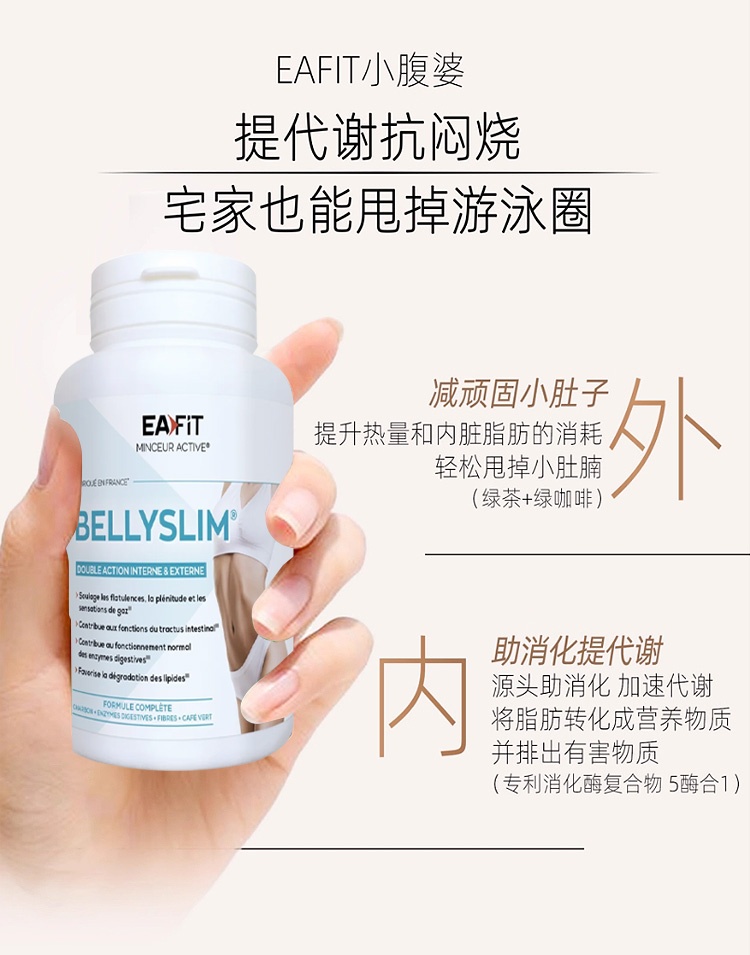 商品EAFIT|小腹婆五酶合一绿原酸咖啡提取物胶囊 120粒 减腹静燃阻糖碳油,价格¥207,第7张图片详细描述