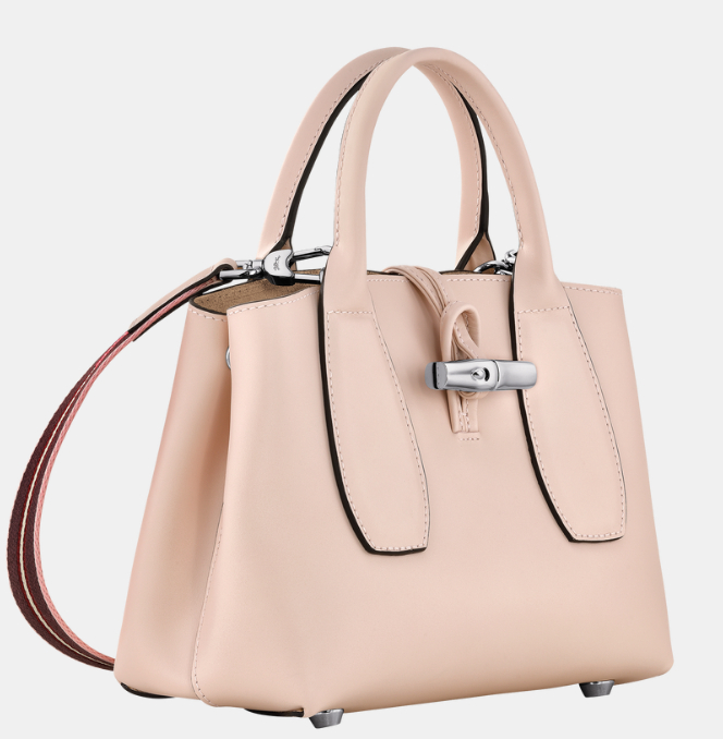 商品[国内直发] Longchamp|珑骧新款女士ROSEAU系列小号牛皮竹节��扣可拆卸肩带手提单肩斜挎包比格包棕色,价格¥3070,第1张图片详细描述