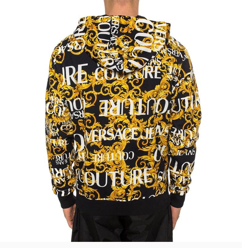 商品[国内直发] Versace|VERSACE JEANS 男士黑色棉质黄色印花薄绒拉链连帽 B7GUA7FA-SH600-899,价格¥3133,第6张图片详细描述