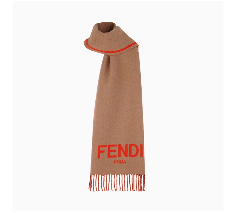 商品Fendi|FENDI 女士拼色羊绒围巾 FXT322-AEOR-F1G9B,价格¥3795,第4张图片详细描述