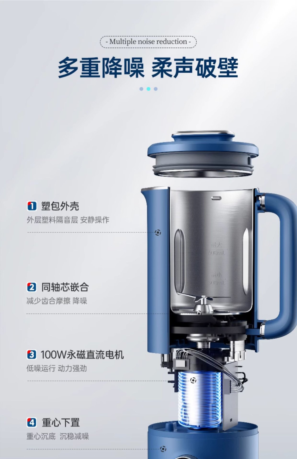 商品[国内直发] Morphy Richards|破壁机家用养生壶轻音小型榨汁机双杯全自动料理机加热豆浆机MR8200,价格¥398,第12张图片详细描述