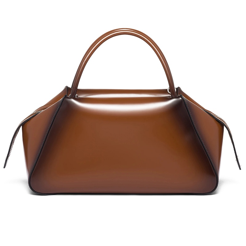 商品Prada|PRADA/普拉达 22新款中号女士烟草色皮革珐琅金属拉丝渐变效果可斜挎手提包1BA365_ZO6_F03AK_V_OSO,价格¥23065,第3张图片详细描述