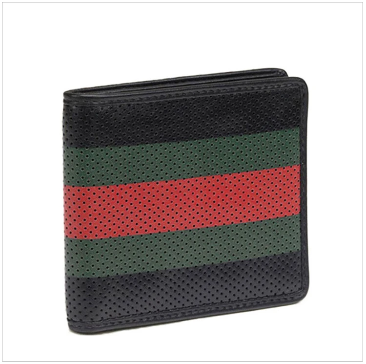 商品[国内直发] Gucci|GUCCI 古驰 男士黑绿红色皮革拼色网眼短款钱包 352260-BUZ3T-1073,价格¥2333,第15张图片详细描述