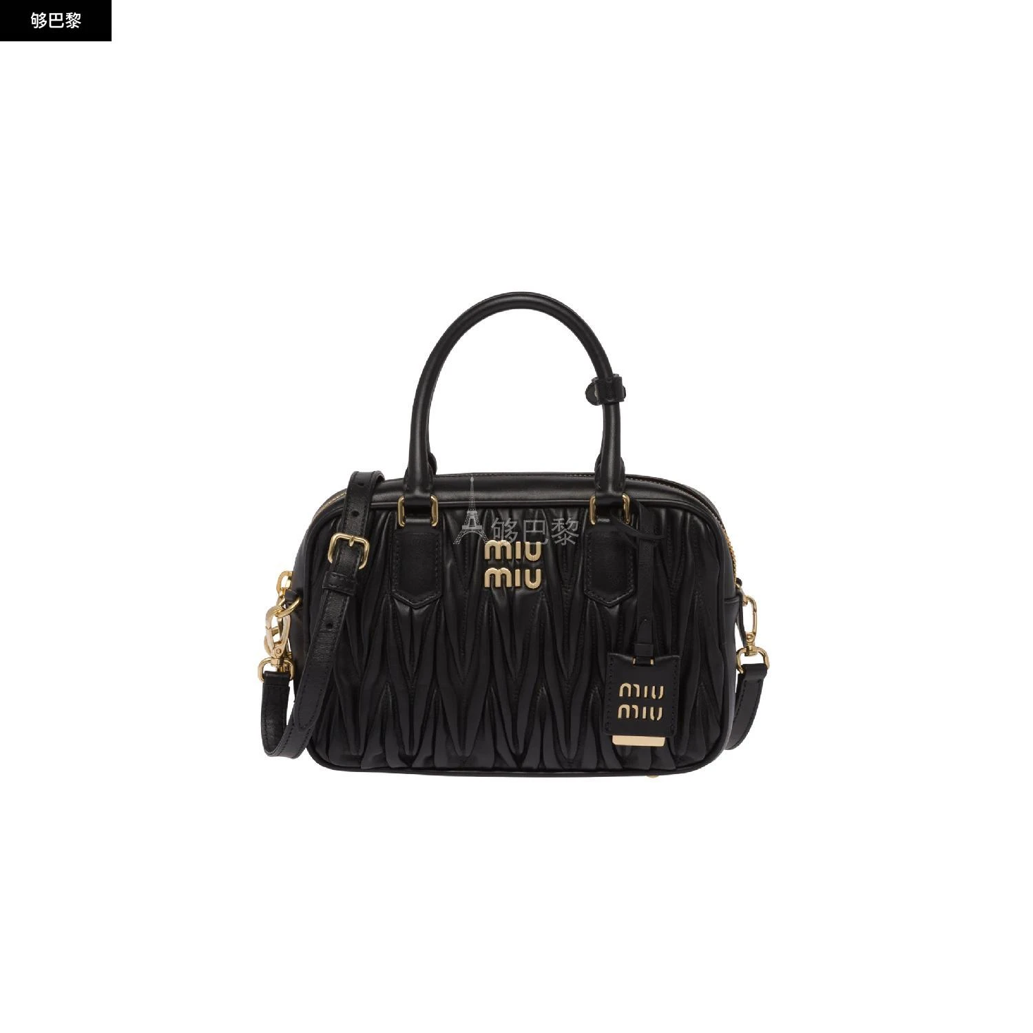 商品Miu Miu|包邮包税【预售7天发货】 MIUMIU缪缪 23秋冬 女士 手提包 Sac à main en cuir nappa matelassé 5BB124_N88_F0002_V_YOO,价格¥15807,第3张图片详细描述