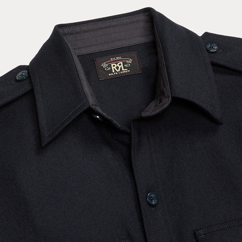商品Ralph Lauren|拉夫劳伦 女士黑色羊毛/尼龙混纺长袖立领衬衫式连衣裙,价格¥5802,第2张图片详细描述