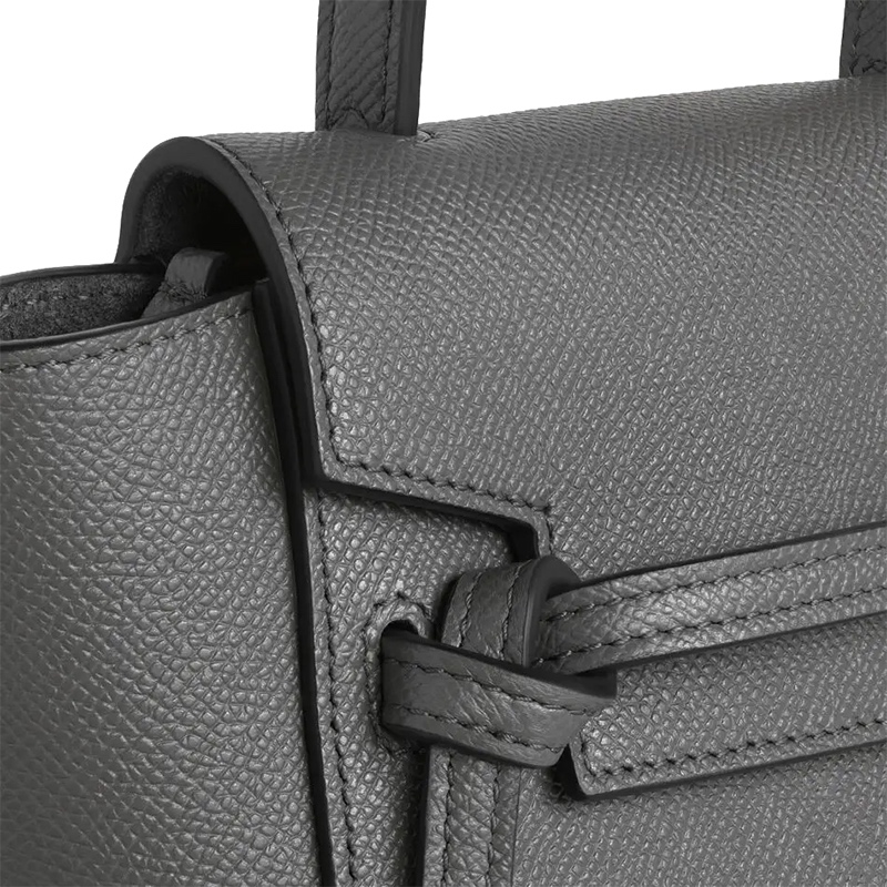 商品Celine|CELINE/赛琳 2020新款BELT PICO系列 灰色荔枝纹小牛皮手提单肩金扣PICO鲶鱼包194263ZVA.10DC,价格¥13471,第5��张图片详细描述