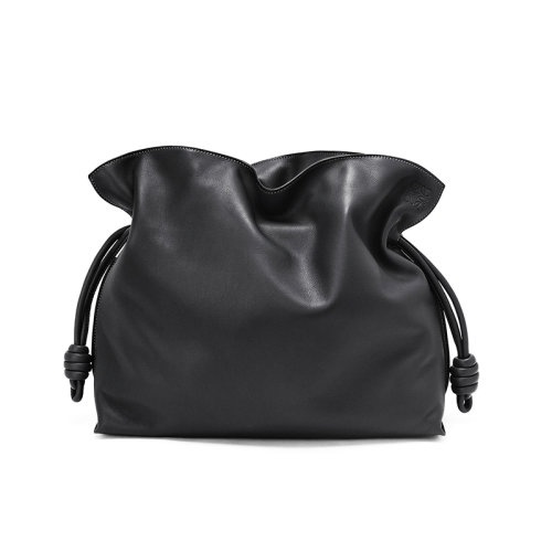 商品Loewe|【包税】 LOEWE/罗意威 Flamenco系列 女士大号复古黑色纳帕牛皮革拉绳收紧单肩手提包A411FL1X01-1100,价格¥19286,第5张图片详细描述