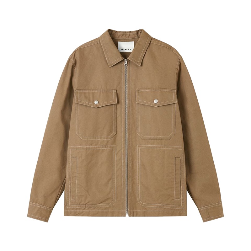 商品Isabel Marant|ISABEL MARANT 男士卡其色纯棉翻领夹克,价格¥3985,第2张图片详细描述