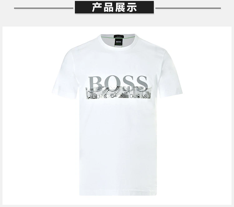 商品[国内直发] Hugo Boss|Hugo Boss 雨果博斯 男士白色纯色款棉质短袖T恤 TEE6-50383413-100,价格¥534,第4张图片详细描述