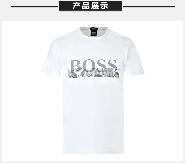 商品[国内直发] Hugo Boss|Hugo Boss 雨果博斯 男士白色纯色款棉质短袖T恤 TEE6-50383413-100,价格¥526,第4张图片详细描述