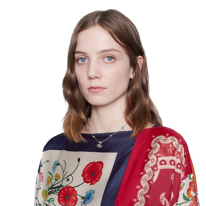 商品[国内直发] Gucci|GUCCI 古驰 双G珍珠母贝宝石纯银项链,价格¥3291,第5张图片详细描述