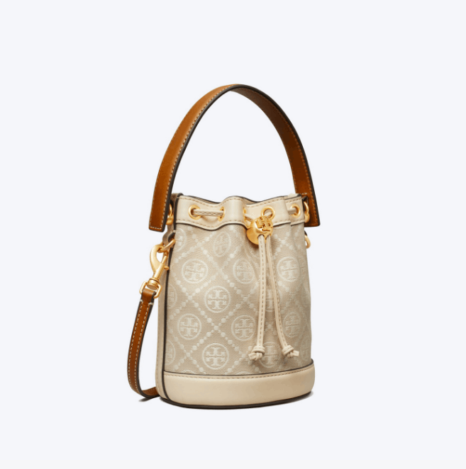 商品Tory Burch|汤丽柏琦T MONOGRAM 迷你撞色压花水桶包（香港仓发货）,价格¥2567,第6张图片详细描述