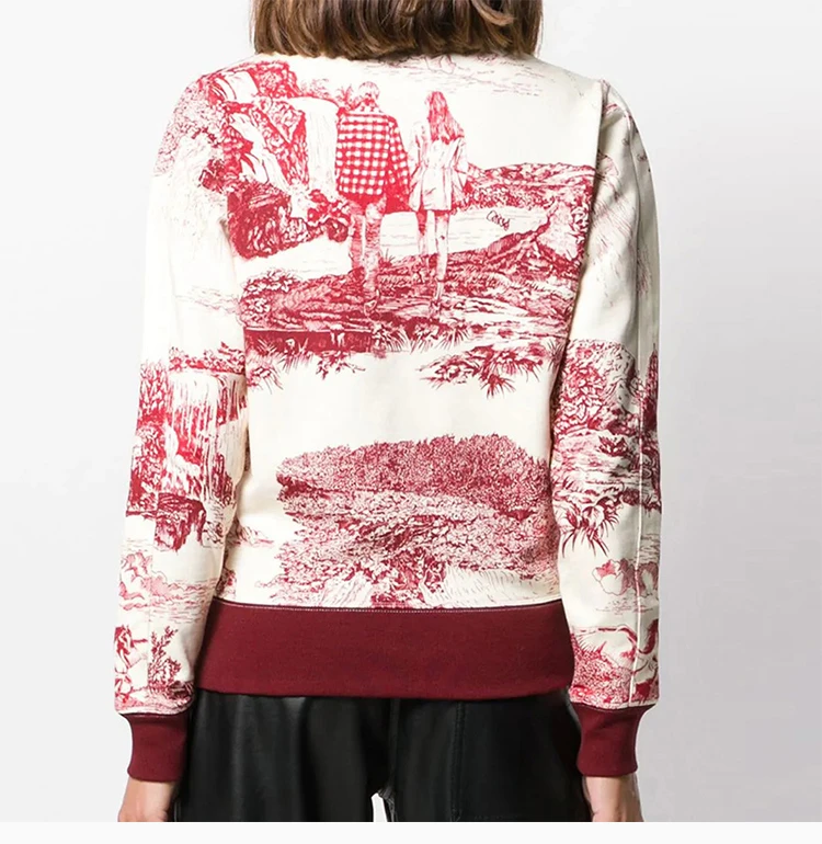 商品Chloé|Chloe' 蔻依 女士白色酒红色圆领印花卫衣 CHC19WJH06-487-91T,价格¥1832,第6张图片详细描述