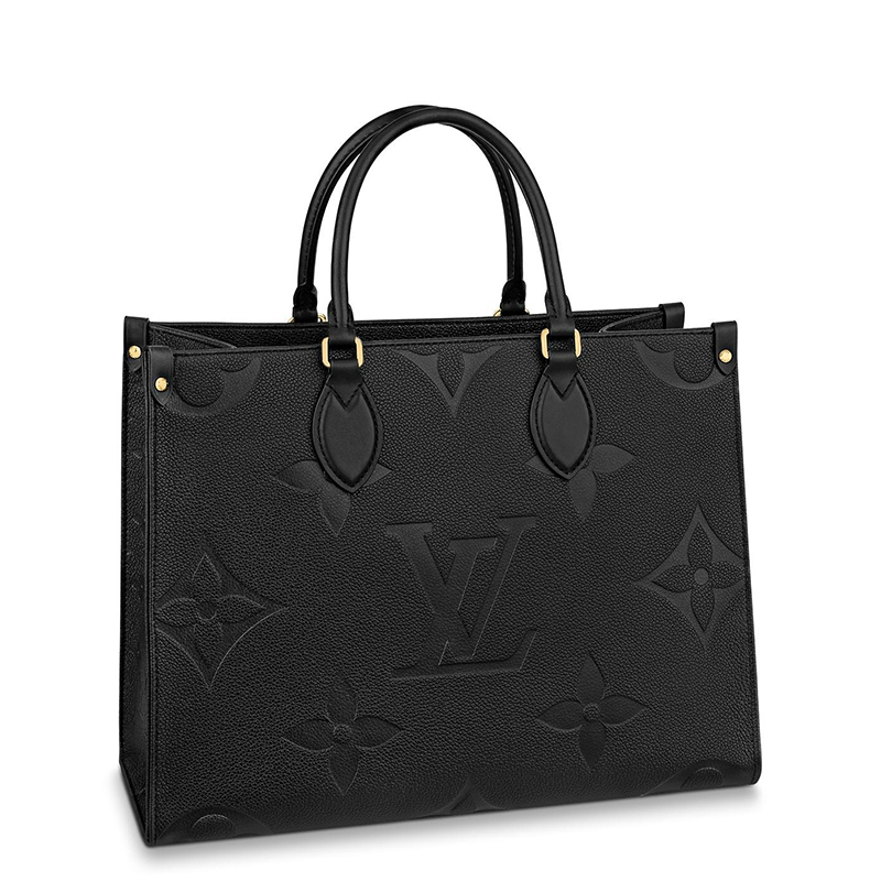 商品Louis Vuitton|【现货】路易威登 ONTHEGO系列 女士中号黑色老花压纹粒面皮革单肩手提托特包 M45595,价格¥24081,第2张图片详细描述
